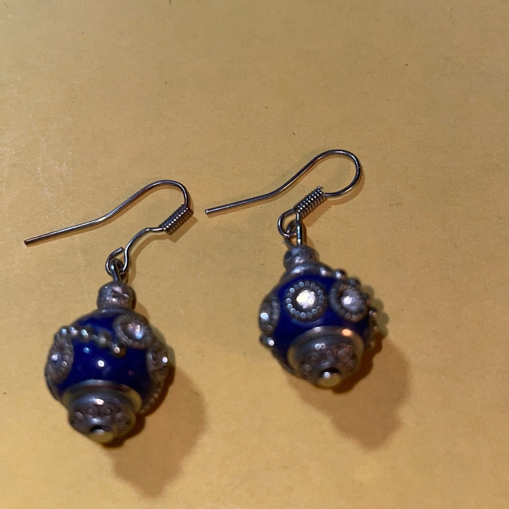 Blue and silver earrings